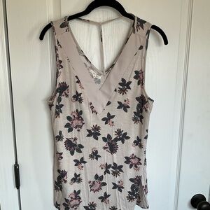 Floral Sleeveless Top - Beige